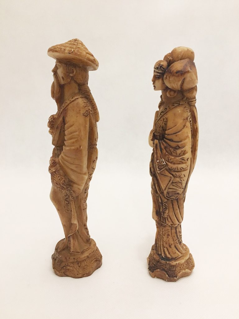 Oriental Carved Figurine Pair