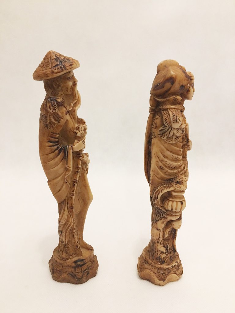 Oriental Carved Figurine Pair