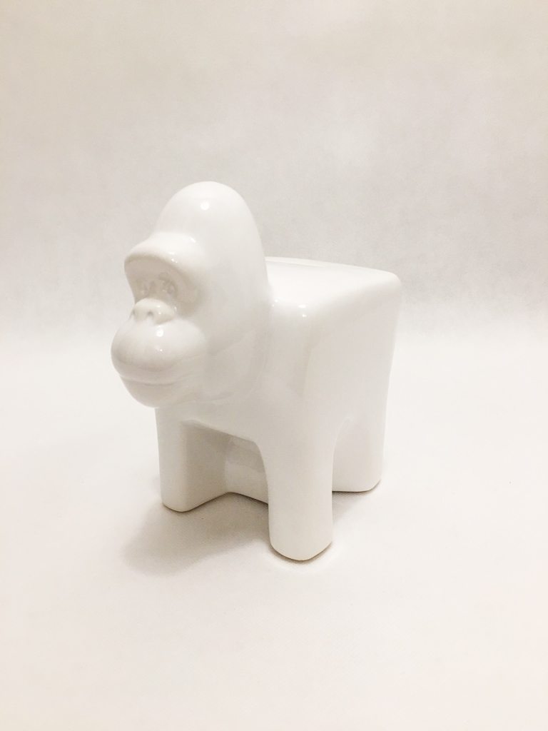 White Porcelain Gorilla PIggy Bank 1