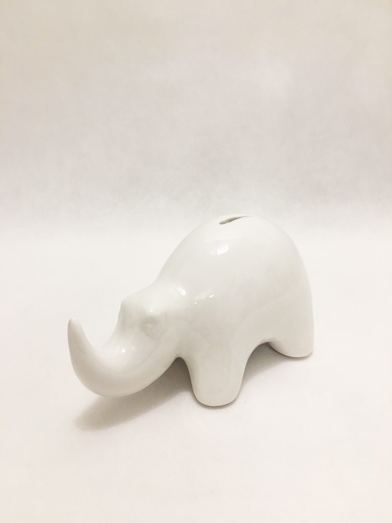 White Porcelain Rhino Piggy Bank