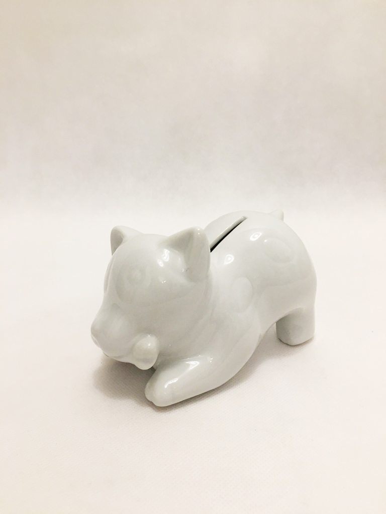 White Porcelain Kitten Piggy Bank
