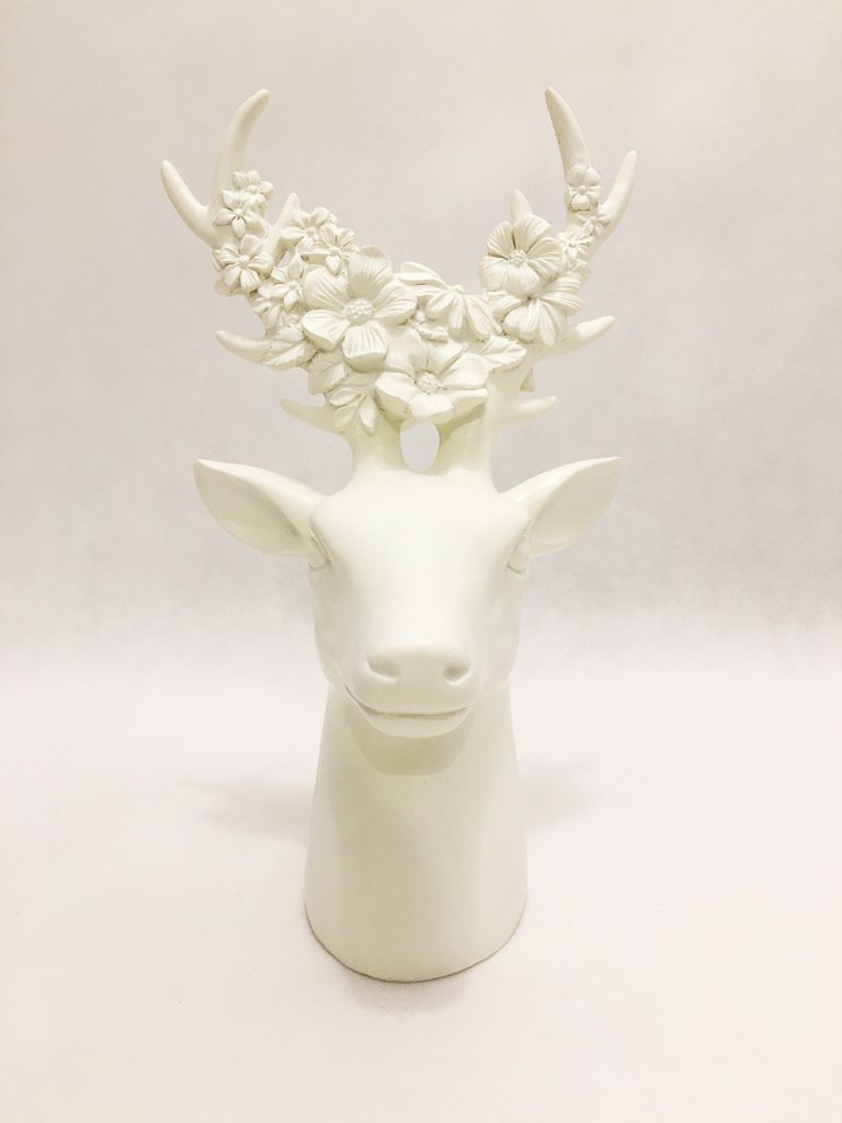 White Stag With Flowers Ornament