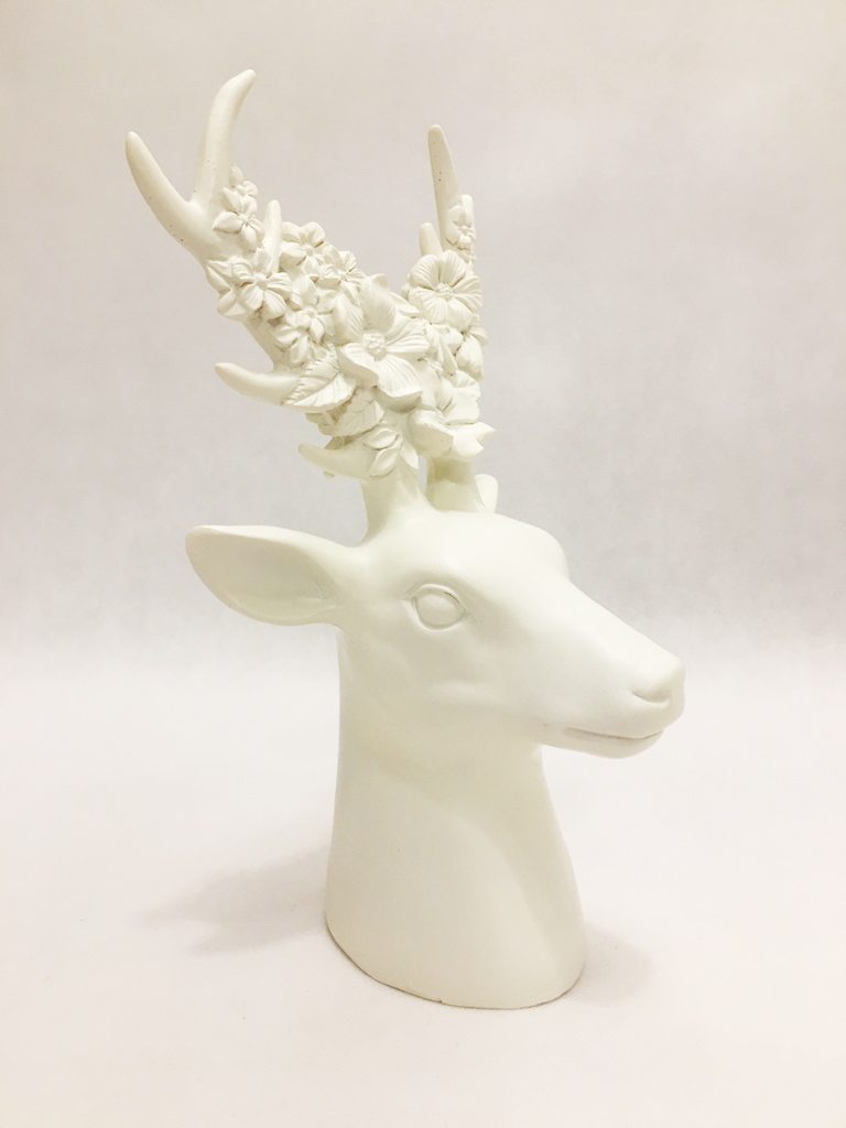 White Stag With Flowers Ornament