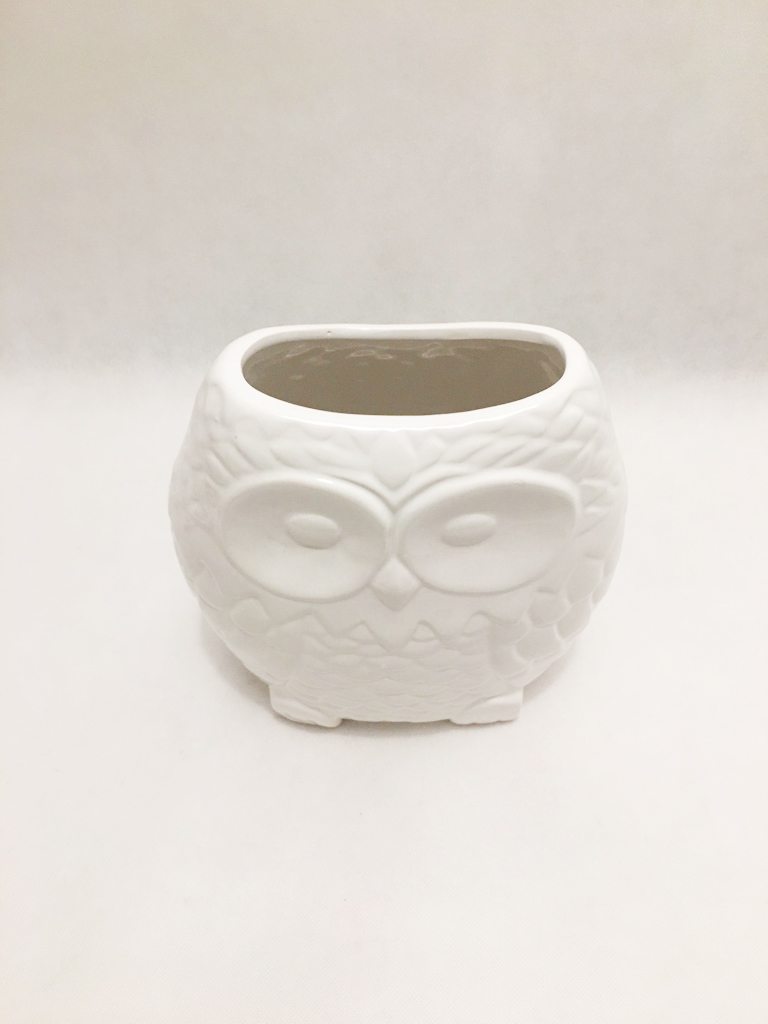 White Porcelain Owl Vase 2